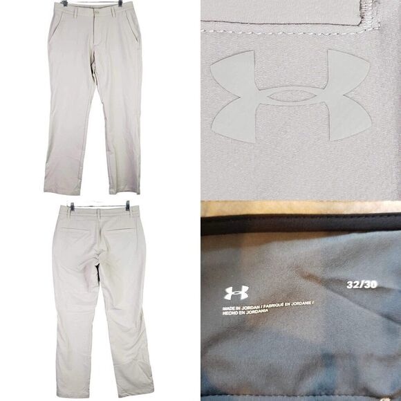 Under Armour UA Golf Pants Mens Size 32x30 White Flat Front Performance - Picture 1 of 11